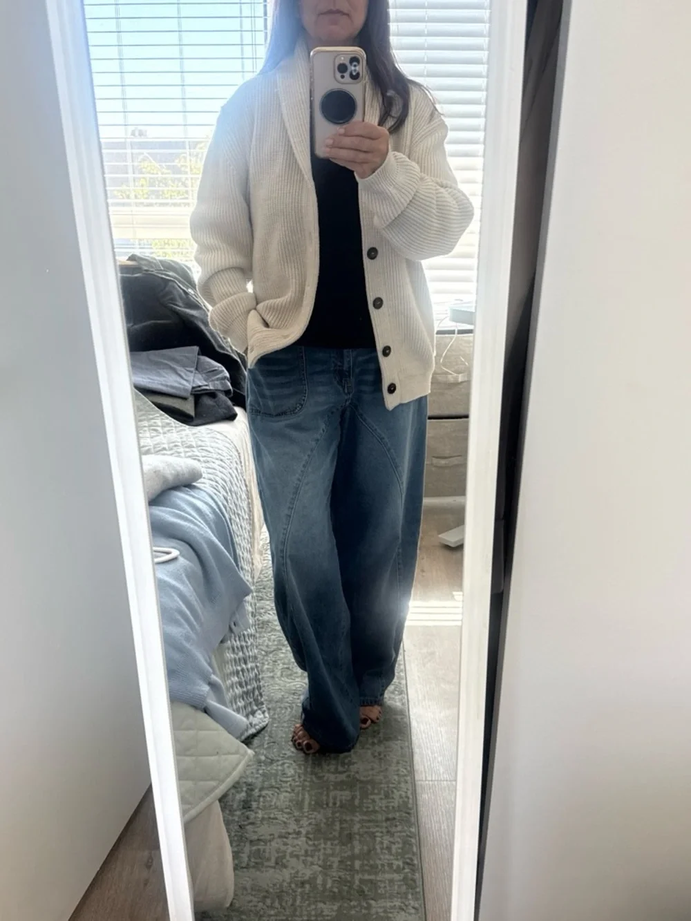 ZARA Cream Ribbed Shawl-Collar Cardigan